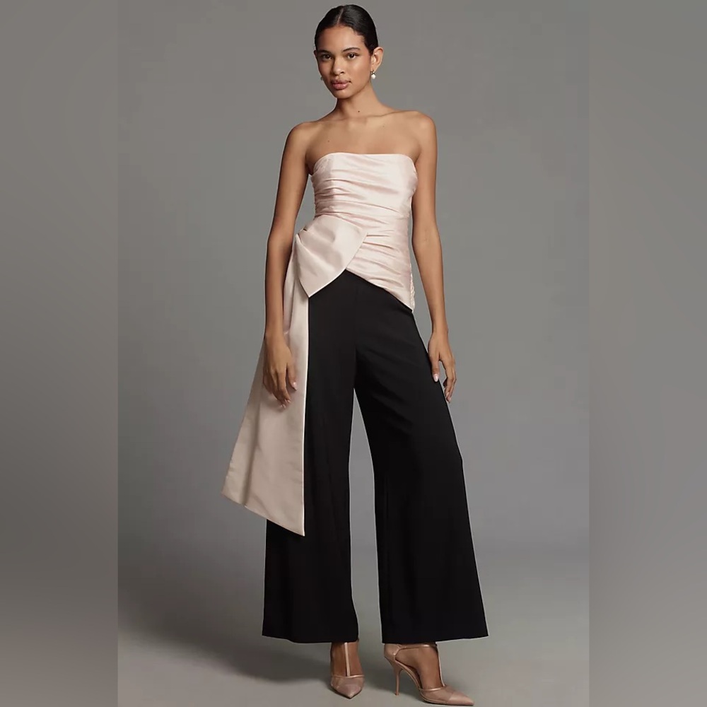 LIKE NEW Velvet Hutch Mylie Strapless Wide Leg Jumpsuit in Black and Blush